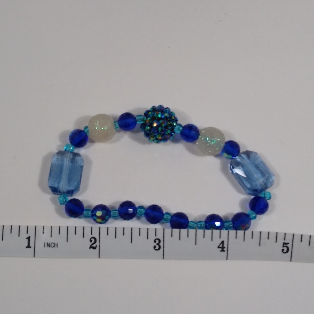 Bracelet Blue Sparkly Handmade Stretch 4/$25 - Picture 4 of 4